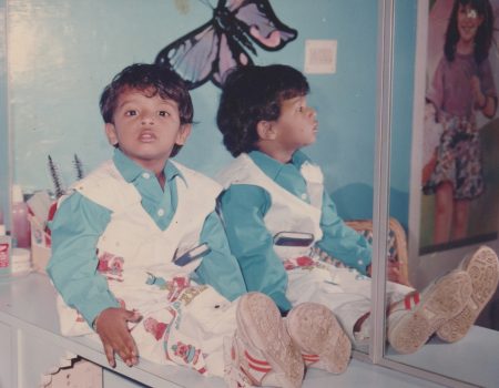 Manoj with his blue diary