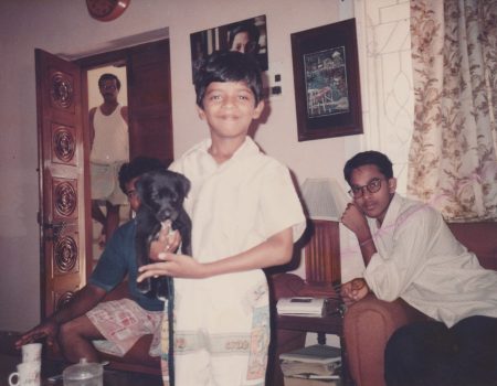 Manoj with a pup